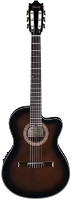 Picture of Ibanez GA35TCE-DVS Thinline Acoustic-Electric Classical Guitar - Dark Violin Sunburst High Gloss